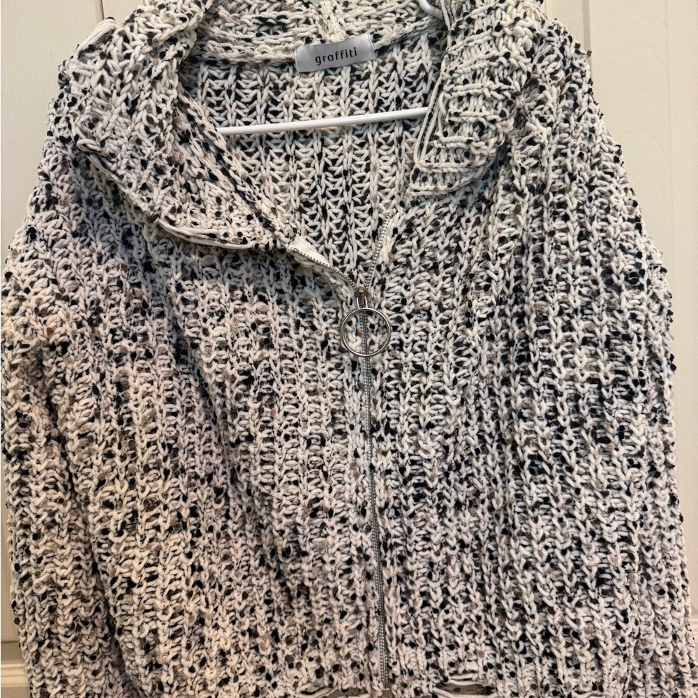 Raffi Women's Textured Black and White Cardigan
